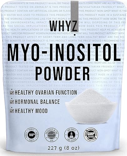 WHYZ Polvo de mio-inositol, 8 onzas, suplemento natural de mio-inositol para apoyo ovárico, fertilidad y equilibrio hormonal, polvo de inositol disponible en Yaxa Colombia