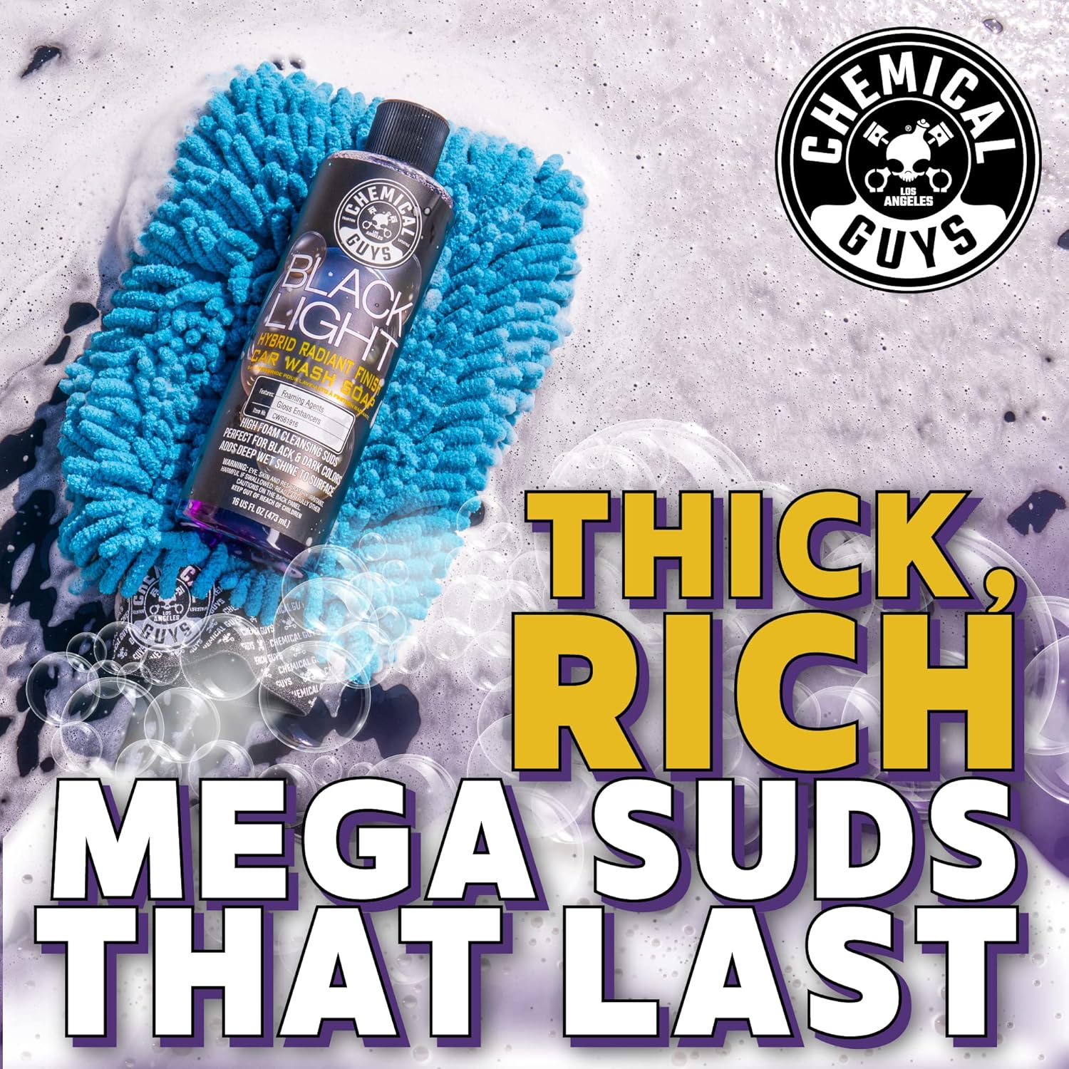 Chemical Guys CWS61964 Black Light Foaming Car Wash Soap (Works with Foam Cannons, Foam Guns or Bucket Washes) for Cars, Trucks, Motorcycles, RVs & More, 64 fl oz (Half Gallon) Black Cherry Scent - Image 3