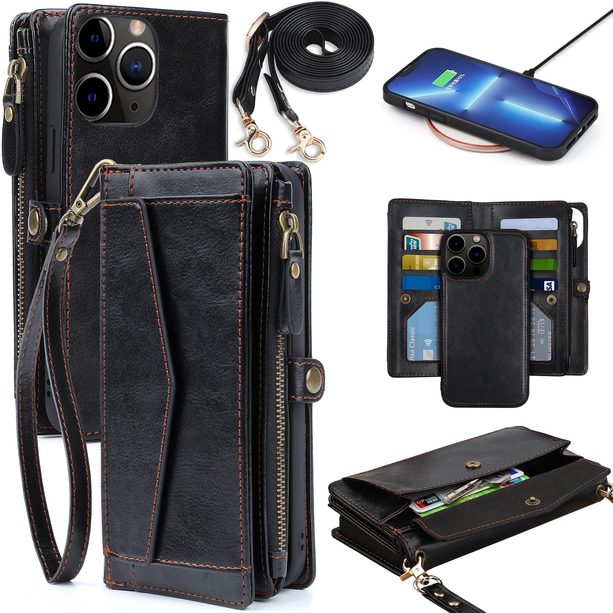 Harryshell Schutzhülle Für IPhone 16E – Brieftasche Mit Magnetverschluss, 12 Kartenfächer, Handschlaufe, Leder
