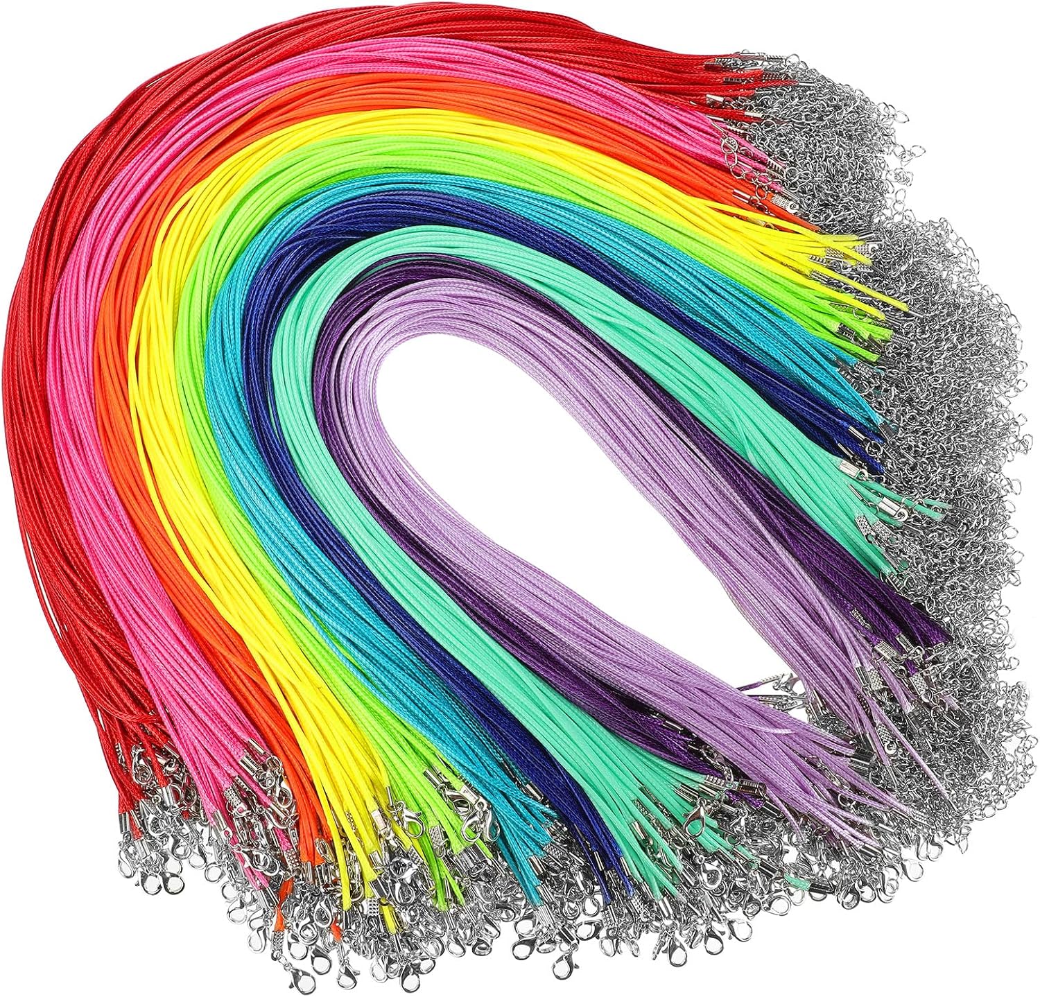 500 Pieces Waxed Necklace Cord with Clasp Necklace Rope