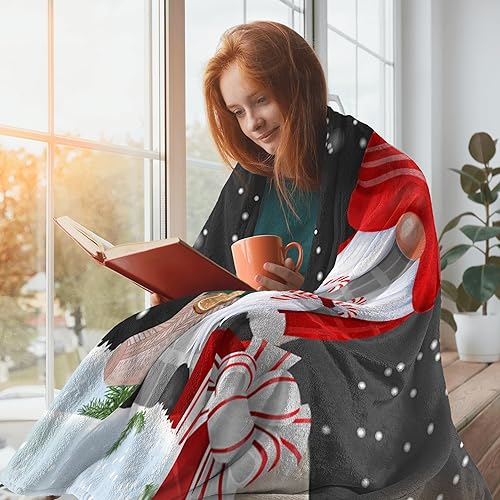 Miniatura 6 de Manta de gnomo de Navidad, regalo de Navidad de gnomo, manta de franela sin copos de nieve de invierno, para sala de estar, dormitorio, sofá, manta