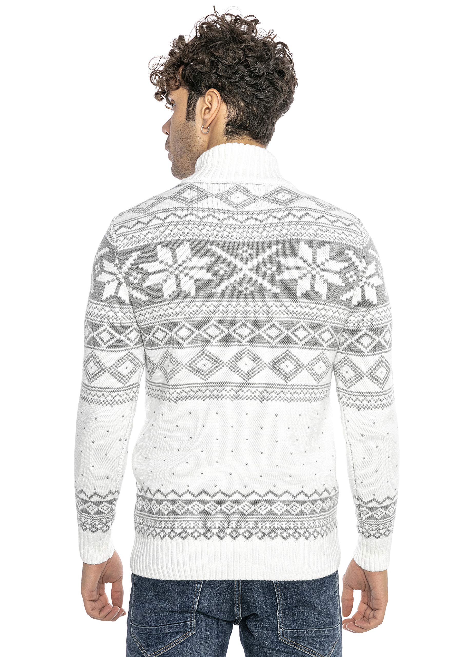 Redbridge Maglione da Uomo Stile Norvegese Pullover con Collo Alto in Cotone
