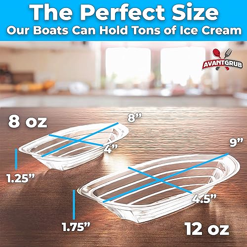 Miniatura 5 de Paquete de 50 botes divididos de plátano reciclables súper divertidos de 8 onzas. Tazones de helado duraderos y desechables. Vasos de plástico