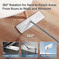 Vista 5 de JOYMOOP Juego de trapeador y cubo con escurridor para limpieza de suelos y limpiador de paredes, juego de sistema de trapeador plano y cubo con 2