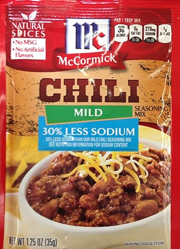 McCormick MILD CHILI, 30% menos de sodio, mezcla de condimentos 1.25 onzas (10 paquetes)