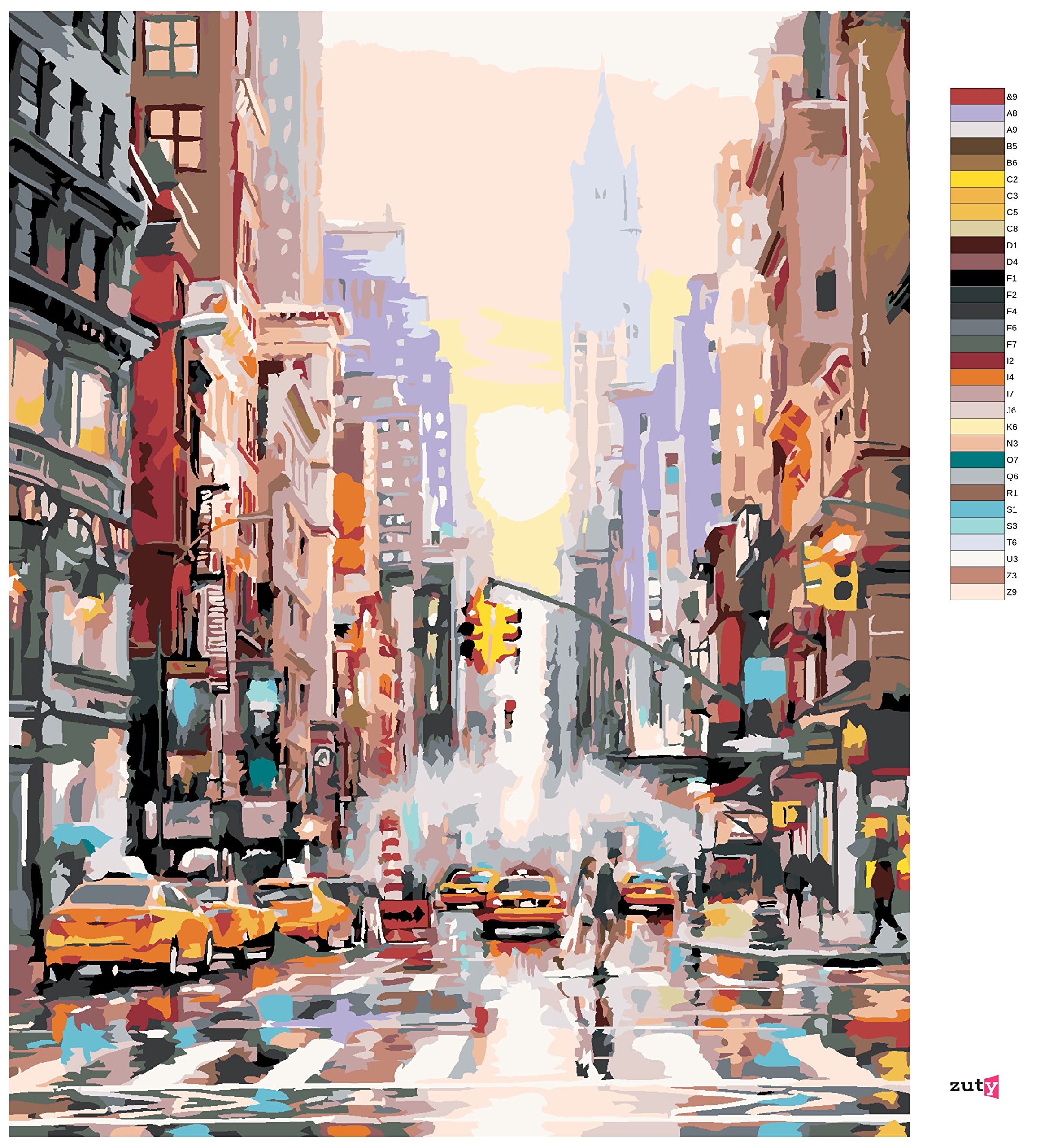 Malowanie według liczb - NEW YORK STREET I ŻÓŁTY TAXIS (RICHARD MACNEIL) 80 x 100 cm z blejtramem (już napięty)
