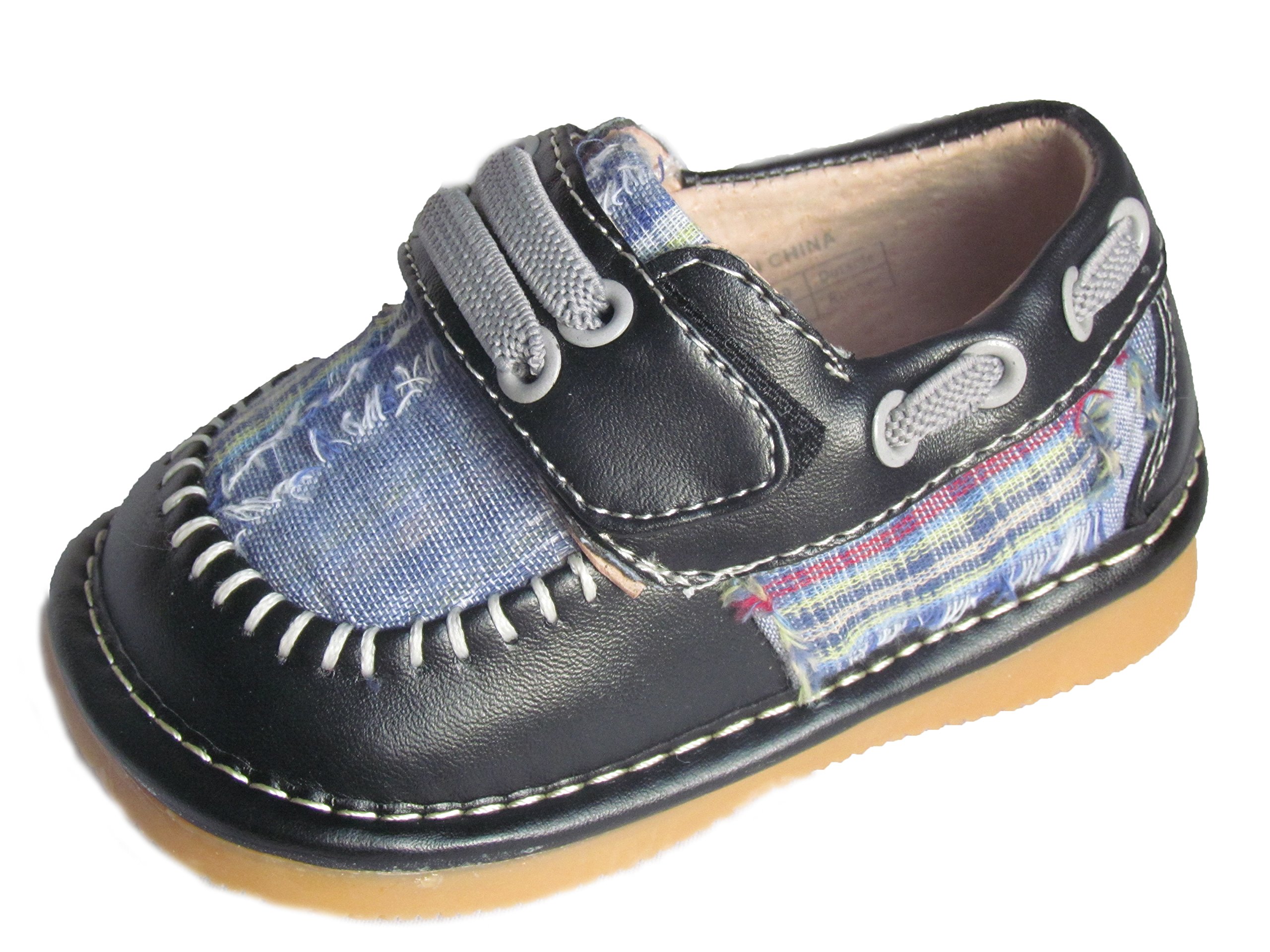 Toddler Boys Leather Black Plaid Shoes