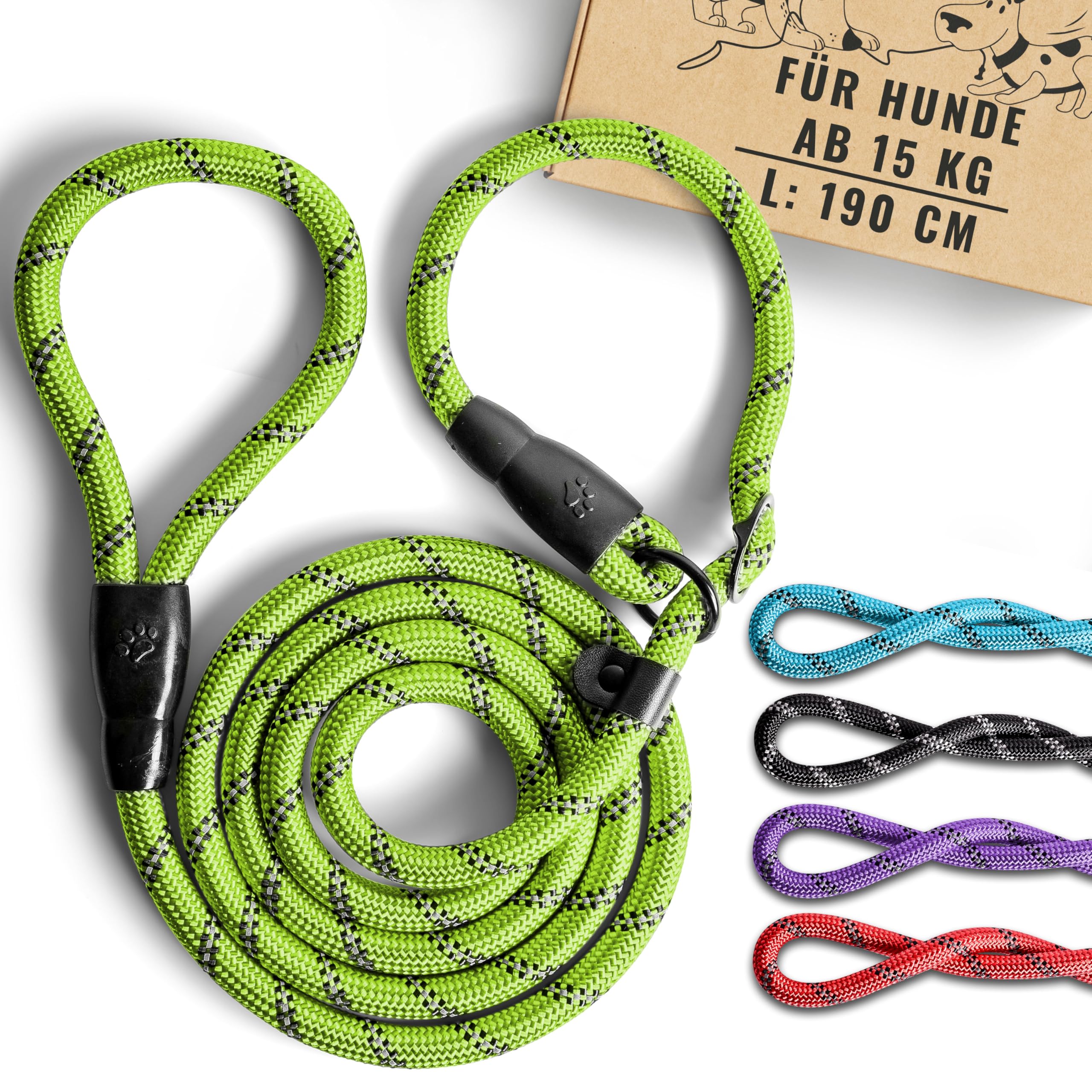 rootsnoot Retrieverleine – 190 cm lang, 1,2 cm stark, für Hunde ab 15 kg – stabile Moxonleine & Schlupfleine – robuste Führleine für große Hunde