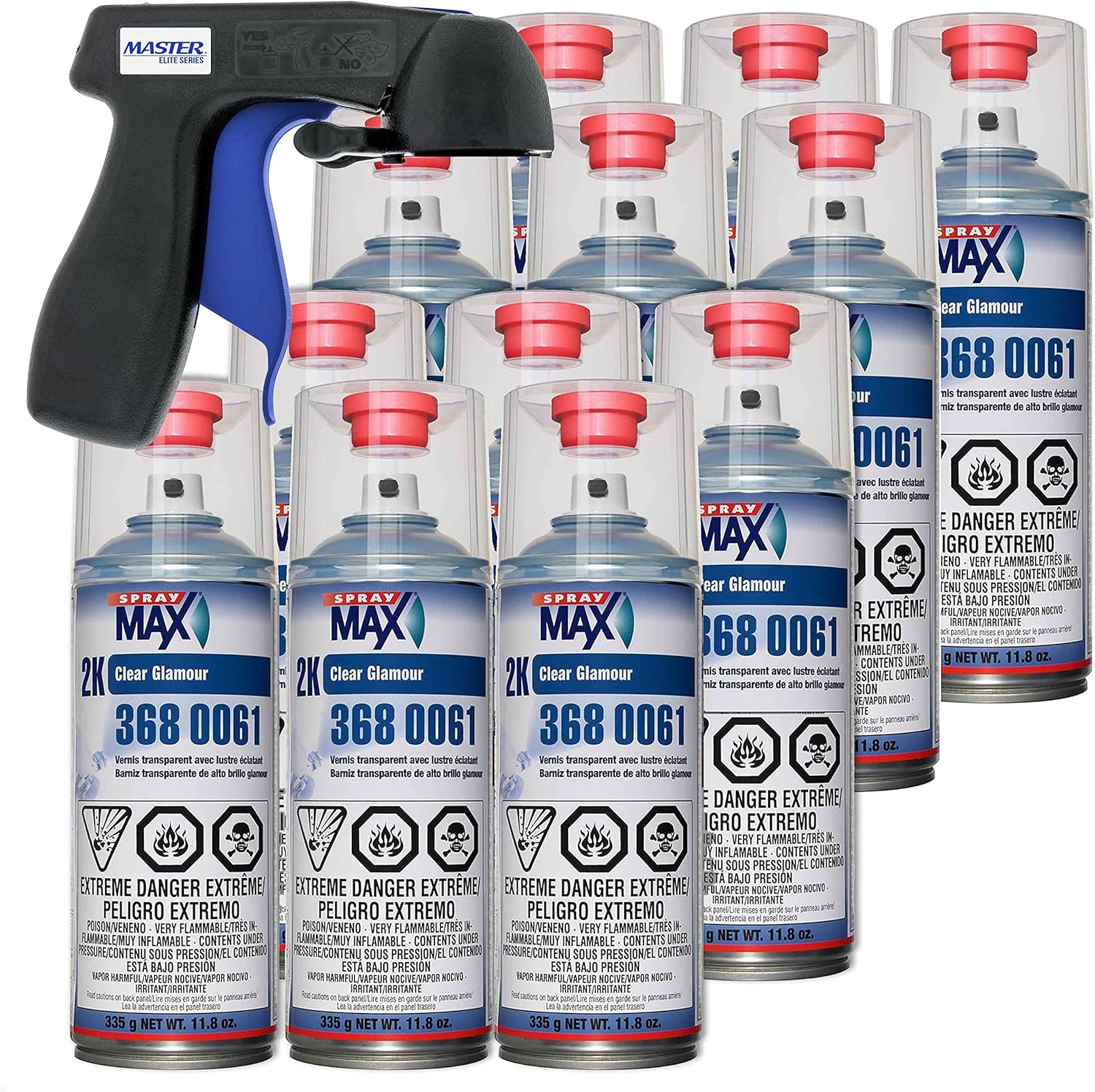 Spraymax 2K Clear Coat Aerosol Spray Cans - 12 Pack - High Gloss Automotive Clear Coat for Car Repair and New Paint Jobs - Two Stage Clear Coat - Professional Results - With Instant Aerosol Trigger