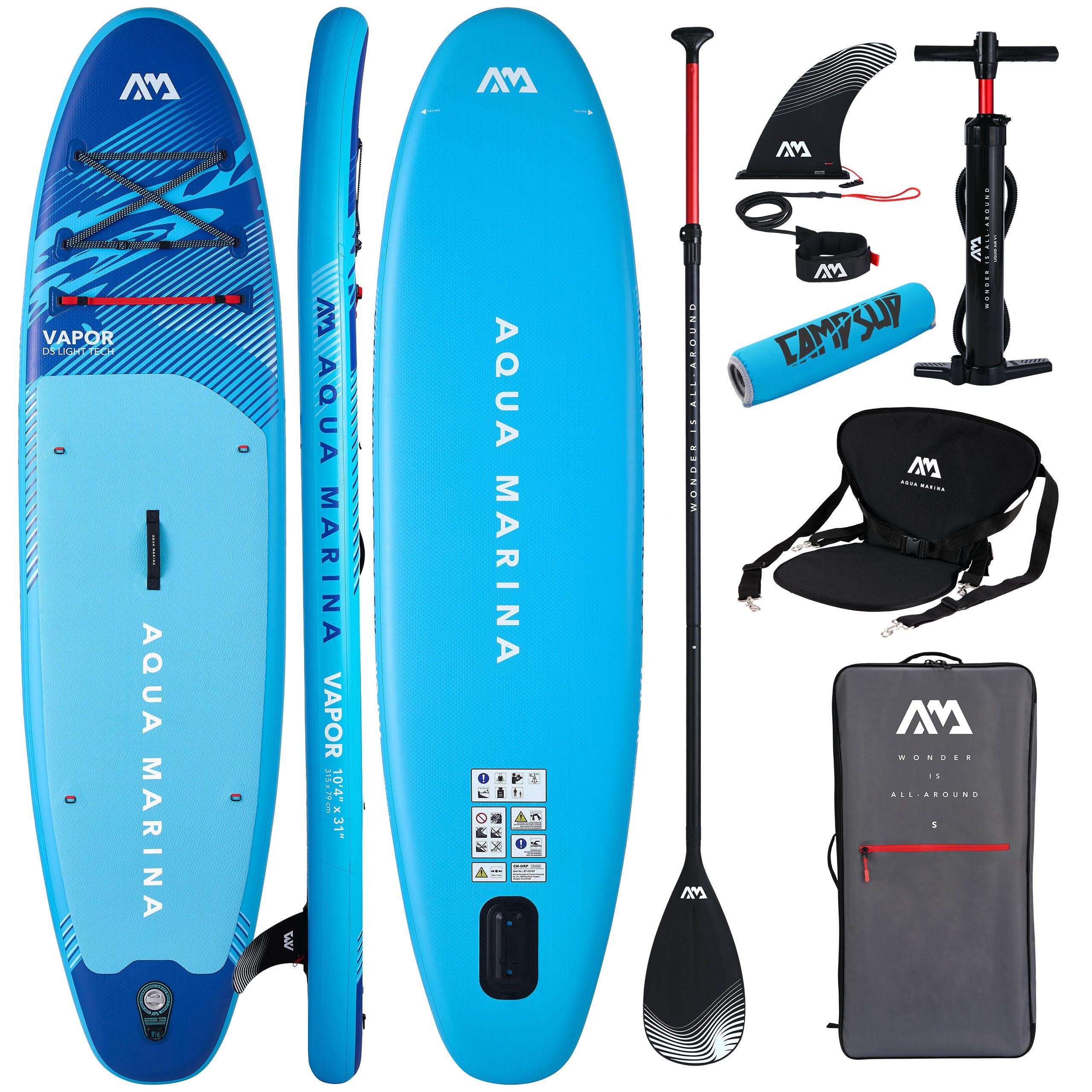 Aqua Marina Vapor 10'4" Aqua Splash 2026 - Tavola da SUP gonfiabile per principianti, set completo, edizione limitata, blu