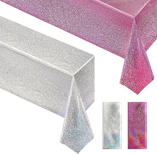 Mantel láser holográfico brillante, impermeable, fácil de limpiar, ideal para despedidas de soltera, cumpleaños, bodas y decoraciones de fiesta de
