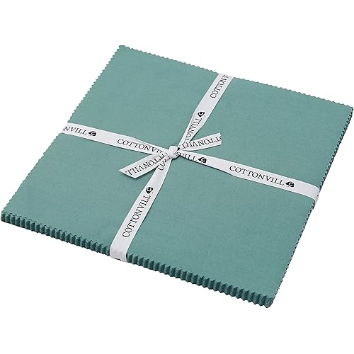 COTTONVILL 20COUNT Cotton Solid Quilting Fabric (10inch Square, 32-Cameo Blue)