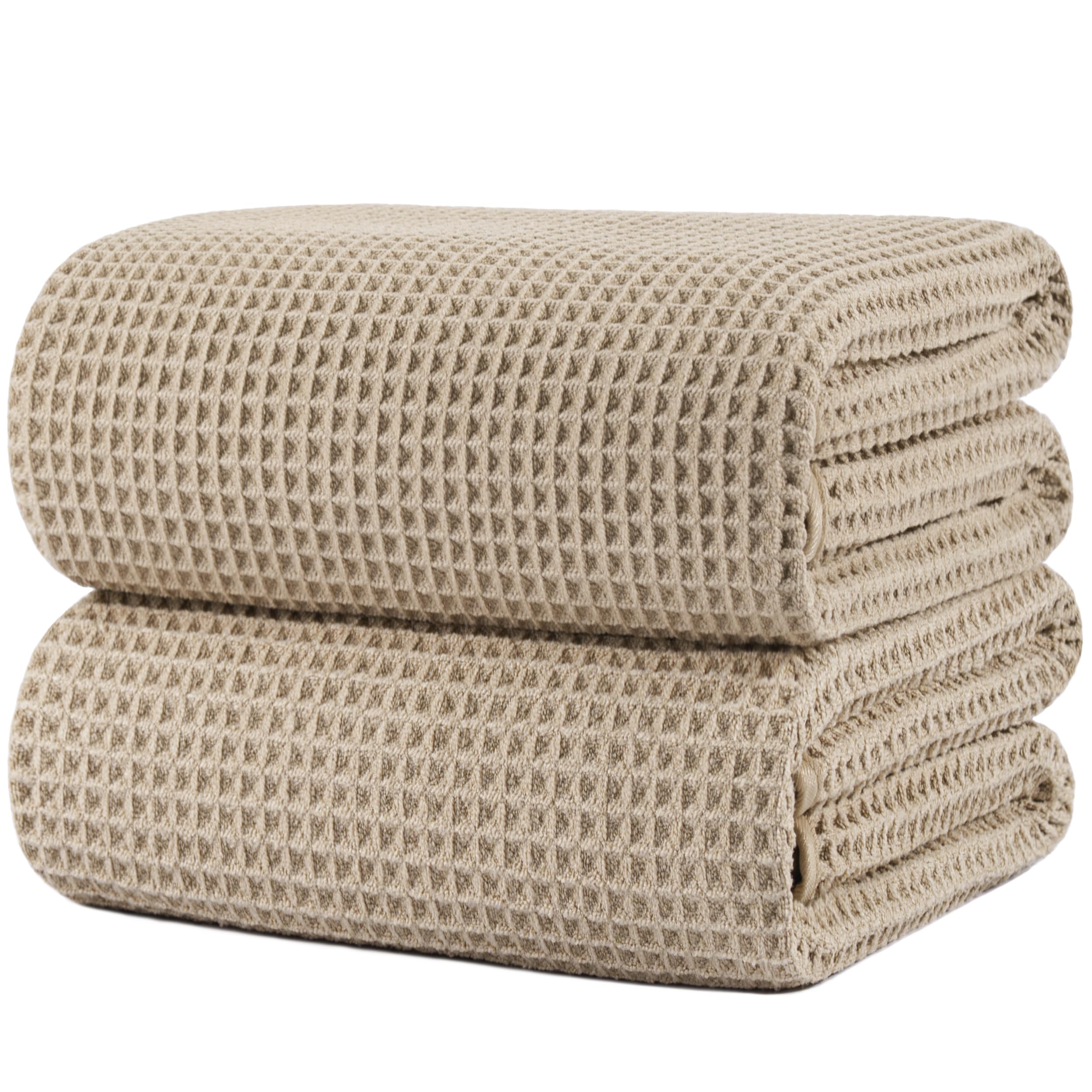 Polyte Drap de Bain XL Microfibre Gaufrée 430 GSM, Lot, 88,9x177,8 cm | Lot de 2, surdimensionnés, non pelucheux, séchage rapide