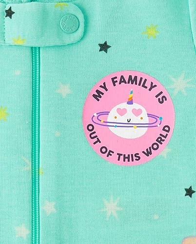 Miniatura 2 de The Childrens Place Pijama de manga larga para bebés y niñas pequeñas 100 algodón con cremallera frontal y pies