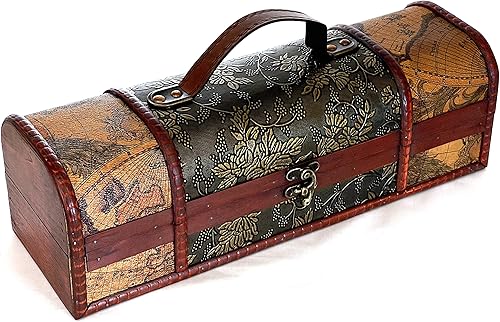 allgala Caja de madera para botellas de vino con acabado antiguo