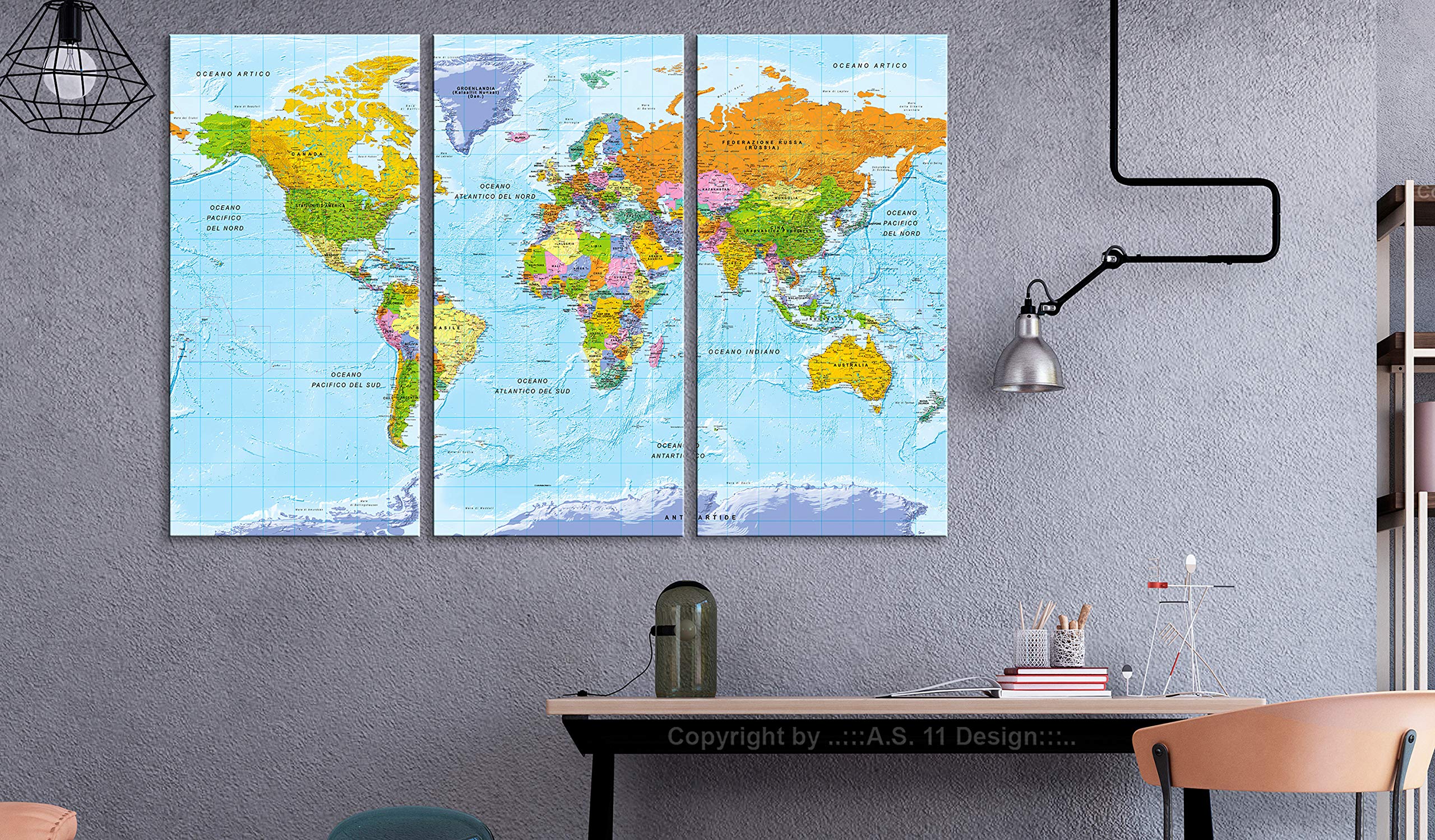 Mappa Mondo Lavagna Sughero 90x60 Cm - 3 Pezzi Componibili Per Appendere Ricordi Di Viaggio - Foto 12