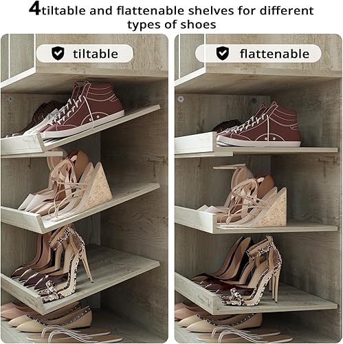 Miniatura 6 de IRONCK Organizador de zapatos de armario con estantes y cubículos, organizador de almacenamiento estrecho para zapatos, para dormitorio, entrada,