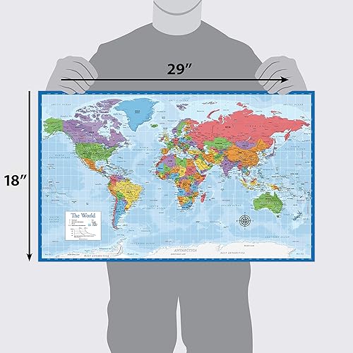 Miniatura 2 de Juego de póster de mapa del mundo laminado y mapa de Estados Unidos 18 x 29 pulgadas gráfico de pared de mapas del mundo y Estados Unidos fabricado
