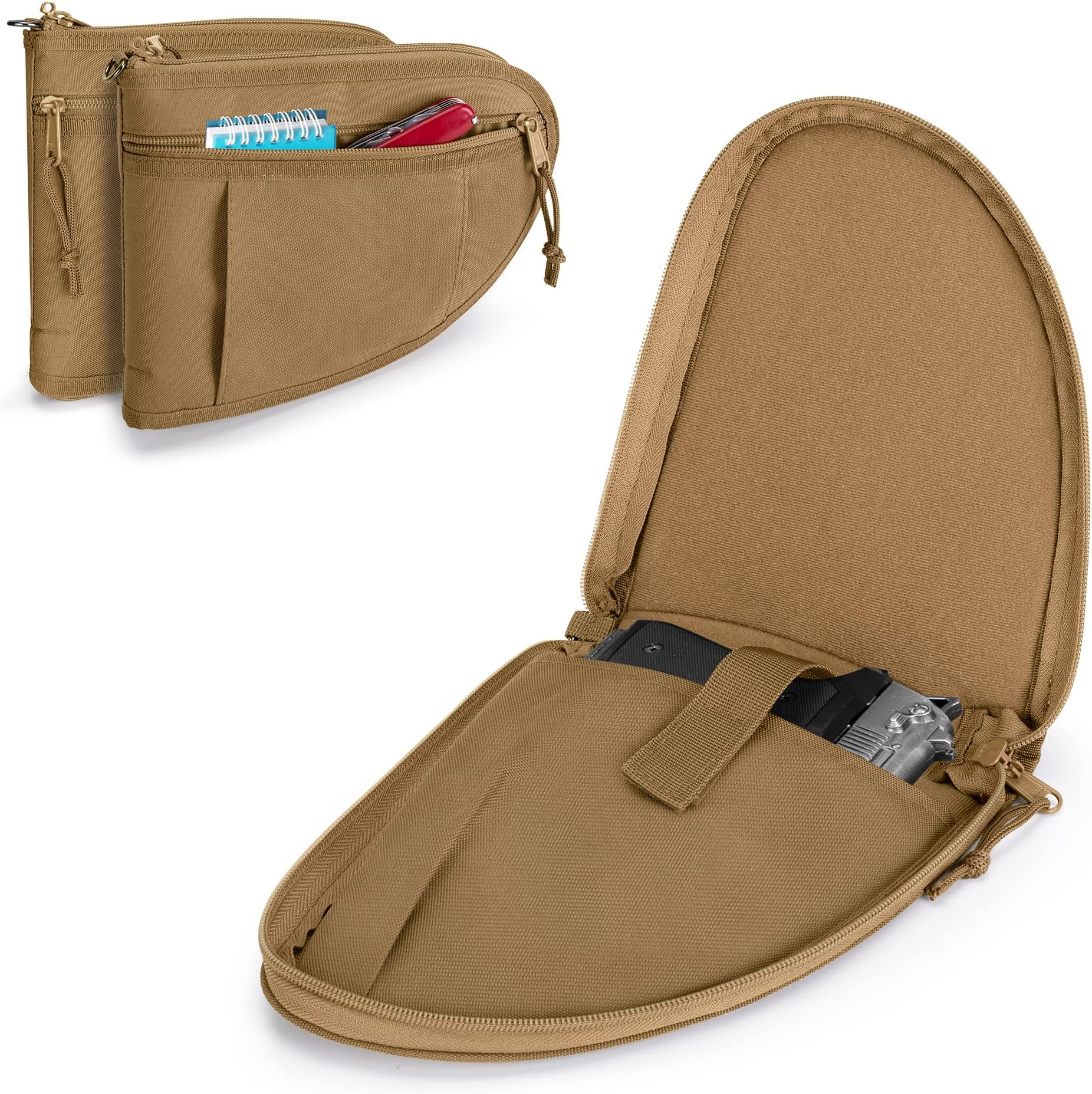 GOBUROS Padded Pistol Cases (2 Packs) with Lockable Zipper, Handgun Bag with Thickened Velvet Lining for Gun Storage and Transport