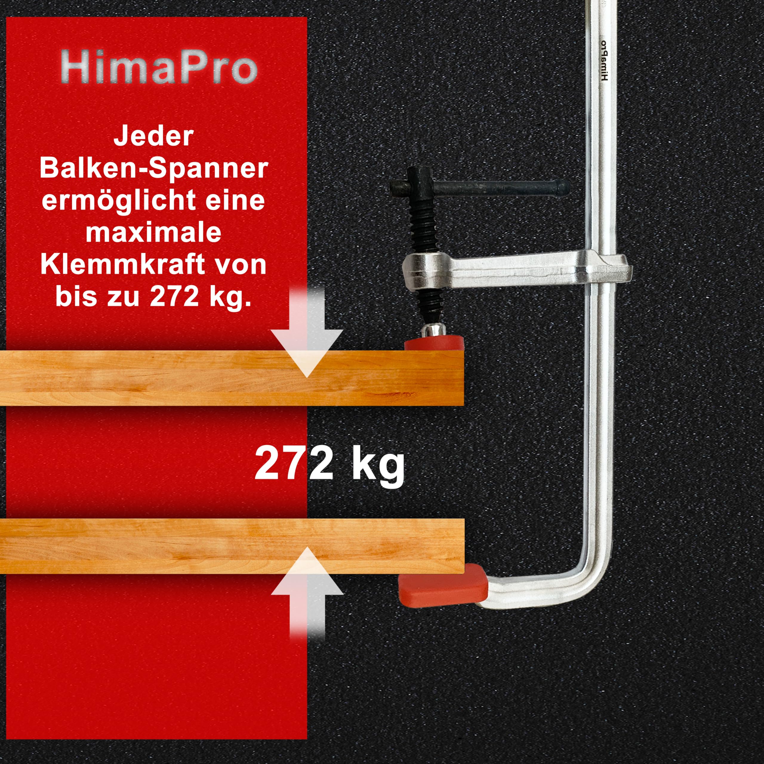 HimaPro Schraubzwingen Set (4 Stück), 300 mm Spannweite, 80 mm Ausladung, 270 kg Spannkraft, aus Schmiedestahl, für Schweiß-, Holz- und Metallarbeiten