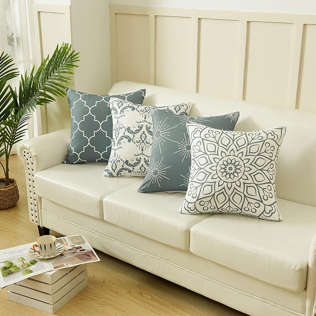 Alishomtll Geometric Pillowcases Cushion Covers 18x18 Inches Soft Plush Throw Pillow Covers 45cm x 45cm Polyester for Sofa Bedroom Set of 4pcs, Grey