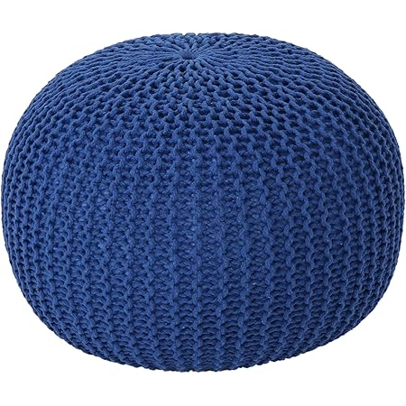 Christopher Knight Home Belle Knitted Cotton Pouf, Navy