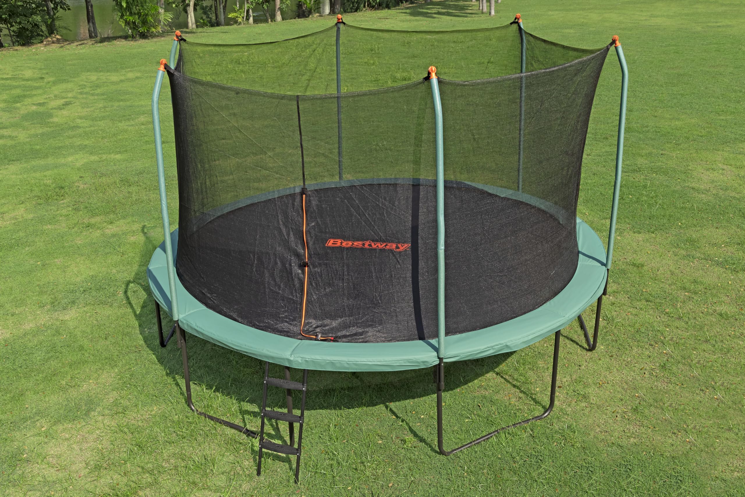 Bestway Trampoline extérieur pour Enfants Xtreme Air - 427 cm x 427 cm x 286 cm - Noir/Vert