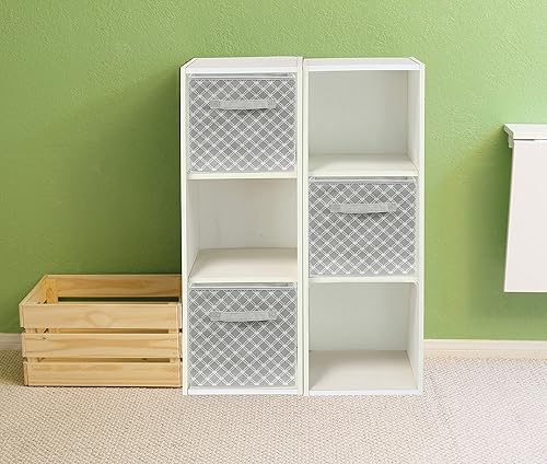 Miniatura 6 de Simple Houseware Cubo organizador de almacenamiento plegable de 11 pulgadas, gris geométrico, paquete de 6