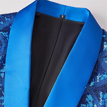 DGHM-JLMY Men's Shiny Sequins Blazer One Button Sequin Dress