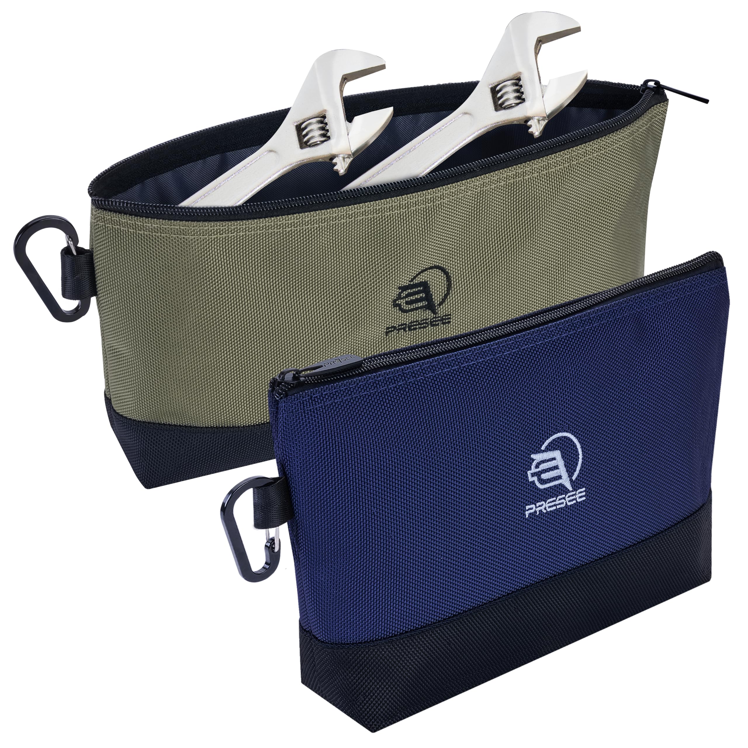 PRESEE 2-Pack Tool Pouch 1680D Nylon Heavy Duty Zipper Carabiner Green Blue — image 1