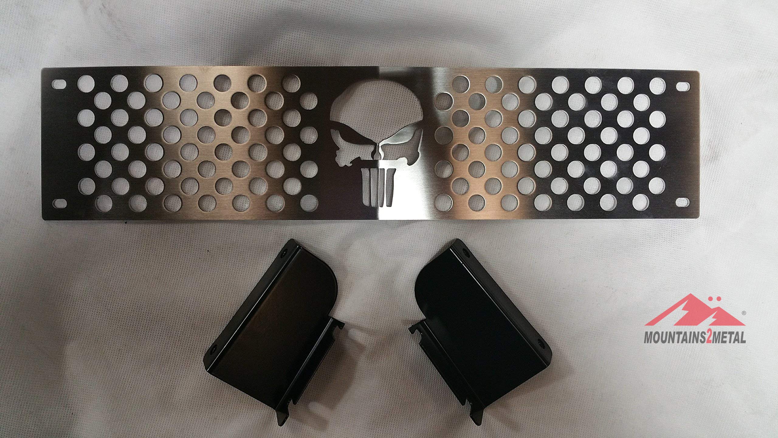 Mountains2Metal Punisher Skull Editon BRUSHED STAINLESS FINISH Compatible with 2015-2019 Chevy Silverado 2500 3500 HD M2M #400-110-3