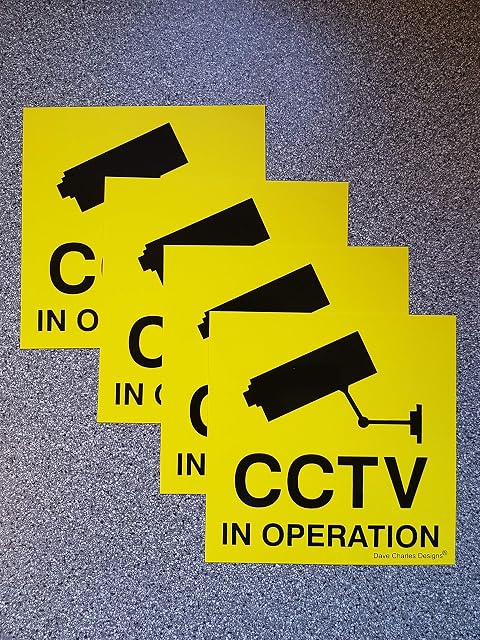 pack of 4 CCTV in operation stickers 100mm x 100mm self adhesive vinyl