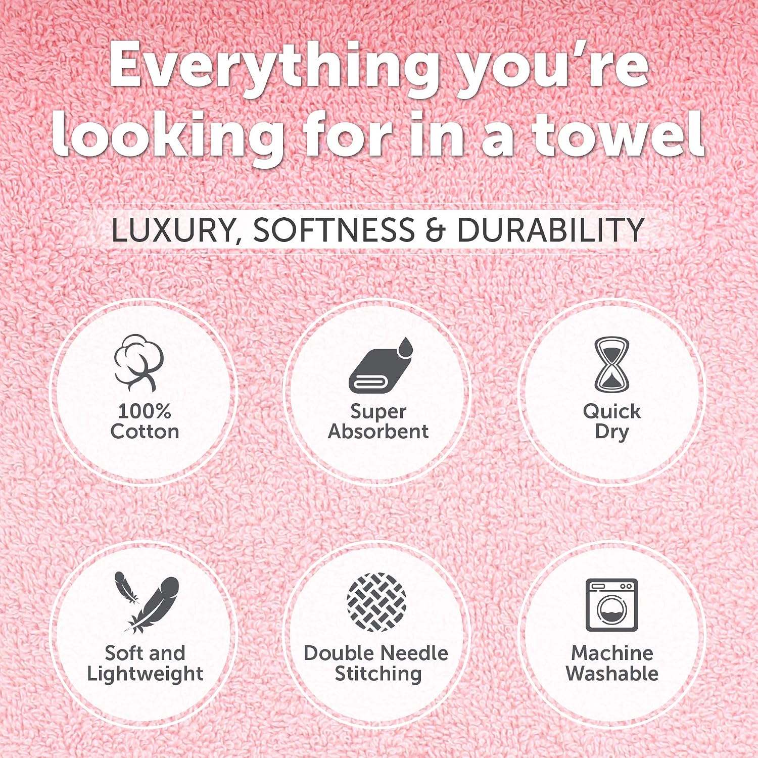 JINAMART Luxury Soft Cotton Bath Towels Sets | Highly Absorbent Quick Dry Bath Towel | Pool Towel |Gym Towel | Bathroom Towel | [27.5" X 55"] (4 Bath Towel, Soft Pink)