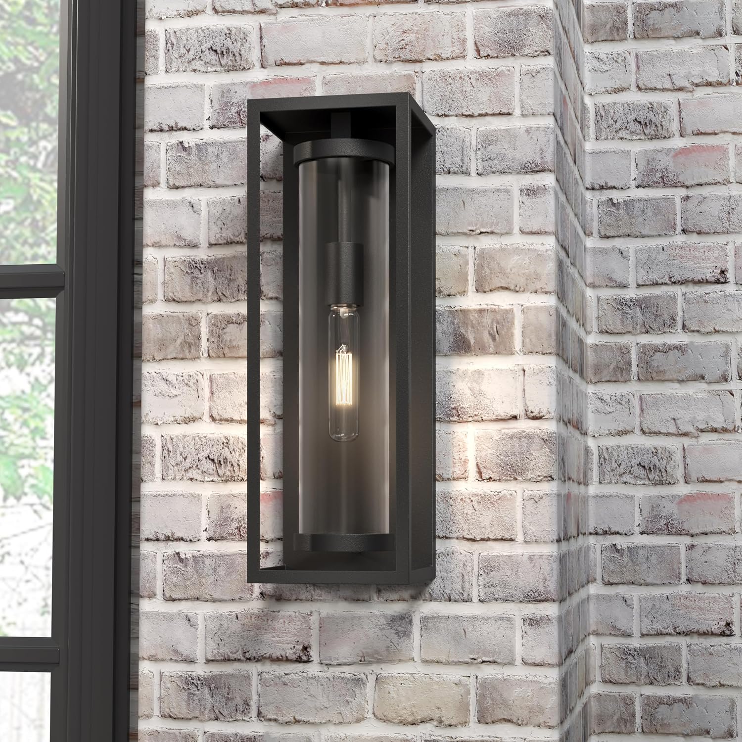 ML Lighting | Caleb Collection | 91611-TBK | 1 Light Outdoor Wall Sconce in Textured Black Finish with Clear Glass Shade | Perfect for Walkways, Porches, Backyards, Patios, and Driveways