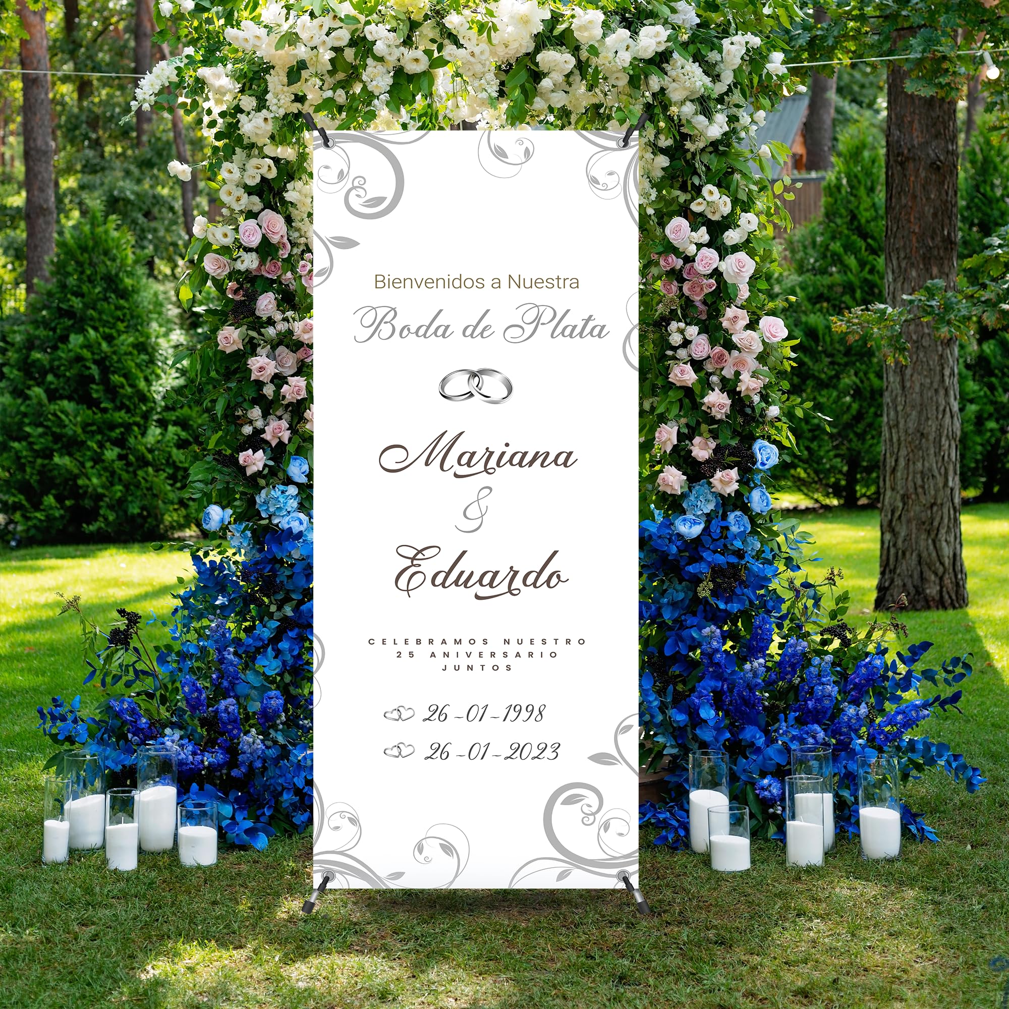 Cartel Bienvenida Boda Personalizado - Photocall Boda de Plata