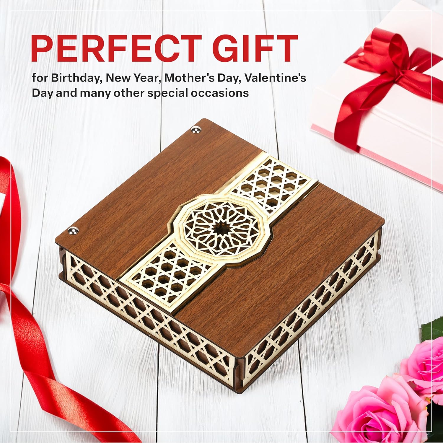 Eastanbul Turkish Delight, 32oz, Turkish Delights Candy, Assorted Lokum with Nuts, Lokum with Nuts in Souvenir Wooden Gift Box, International Candy Sweets, Gift Box