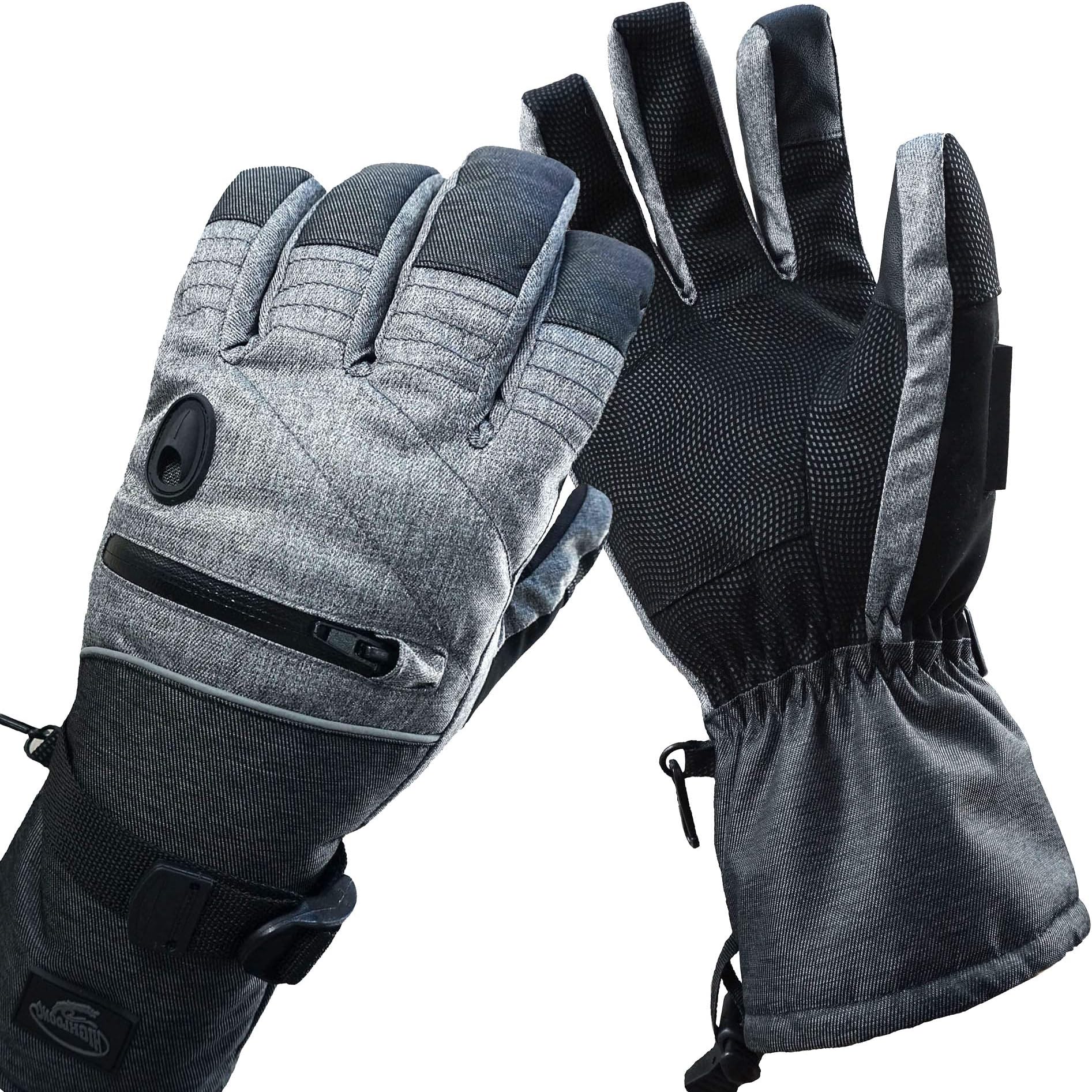 HighLoong Men Ski Snowboard Gloves with Waterproof and Thinsulate for Cold Winter-Black