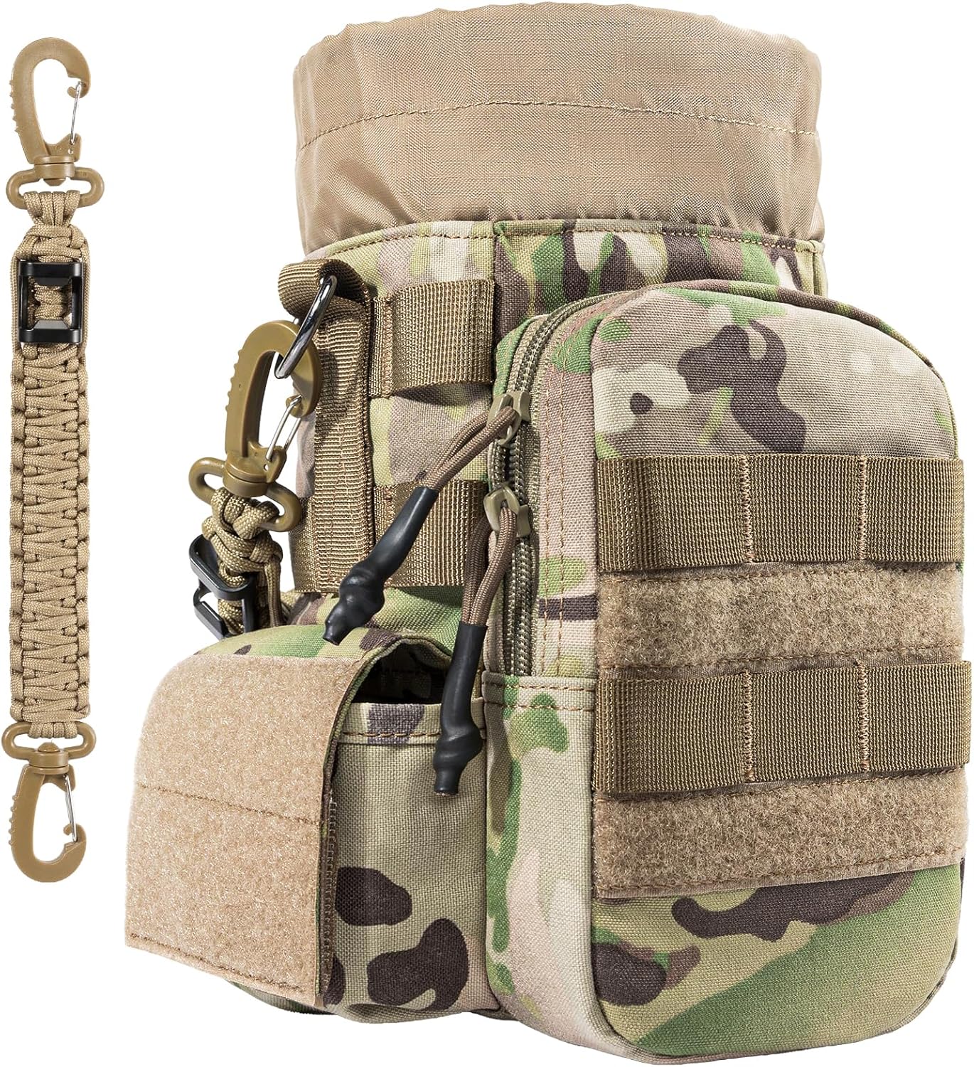 OneTigris Tactical Molle Water Bottle Holder 40-64 oz, Dual Pockets Double Handles Water Bottle Carrier Bag for Hiking Camping Gym Walking