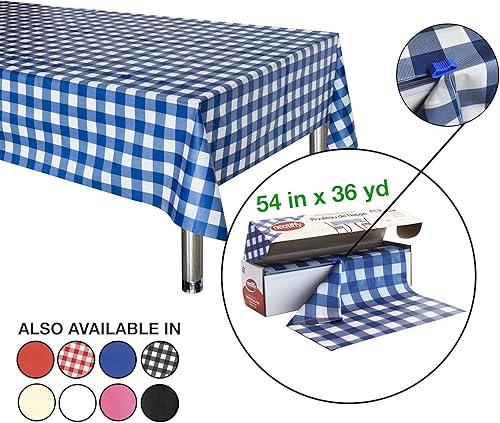 Miniatura 2 de Neatiffy Rollo de mantel de plástico desechable | 54 pulgadas x 108 pies | Mantel para mesas rectangulares, cuadradas, redondas ovaladas | picnic,