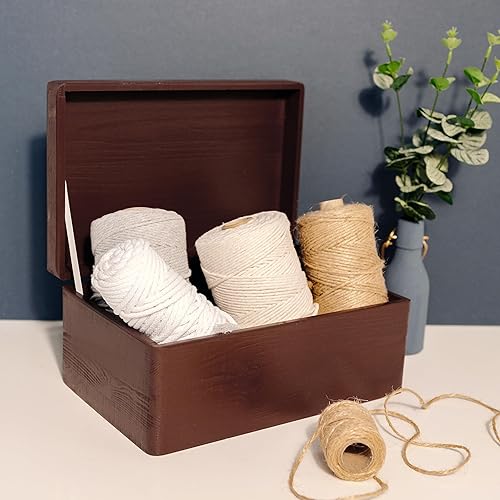 Miniatura 6 de Caja de almacenamiento grande de madera marrón con tapa con bisagras, 11.8 x 7.87 x 5.51 pulgadas (+-0.5), caja de regalo, almacenamiento de cocina,