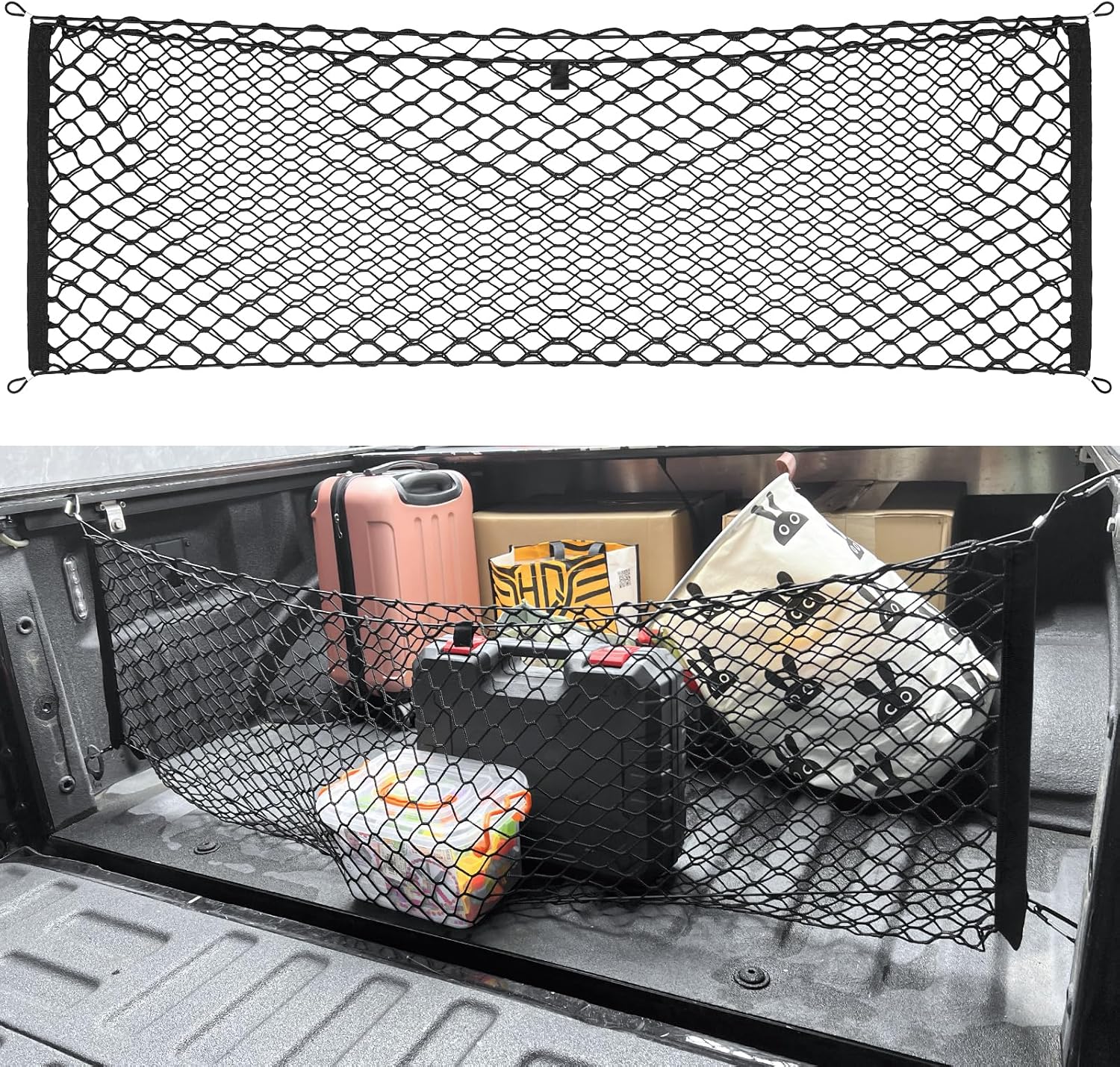 Kaishengyuan Car Rear Cargo Net, Adjustable Elastic Storage