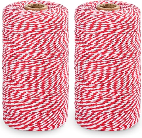 XKDOUS Cordeles para panaderos de 984 pies, 2 rollos de cuerda de algodón natural de 0.079 pulgadas para manualidades de Navidad, envoltura de