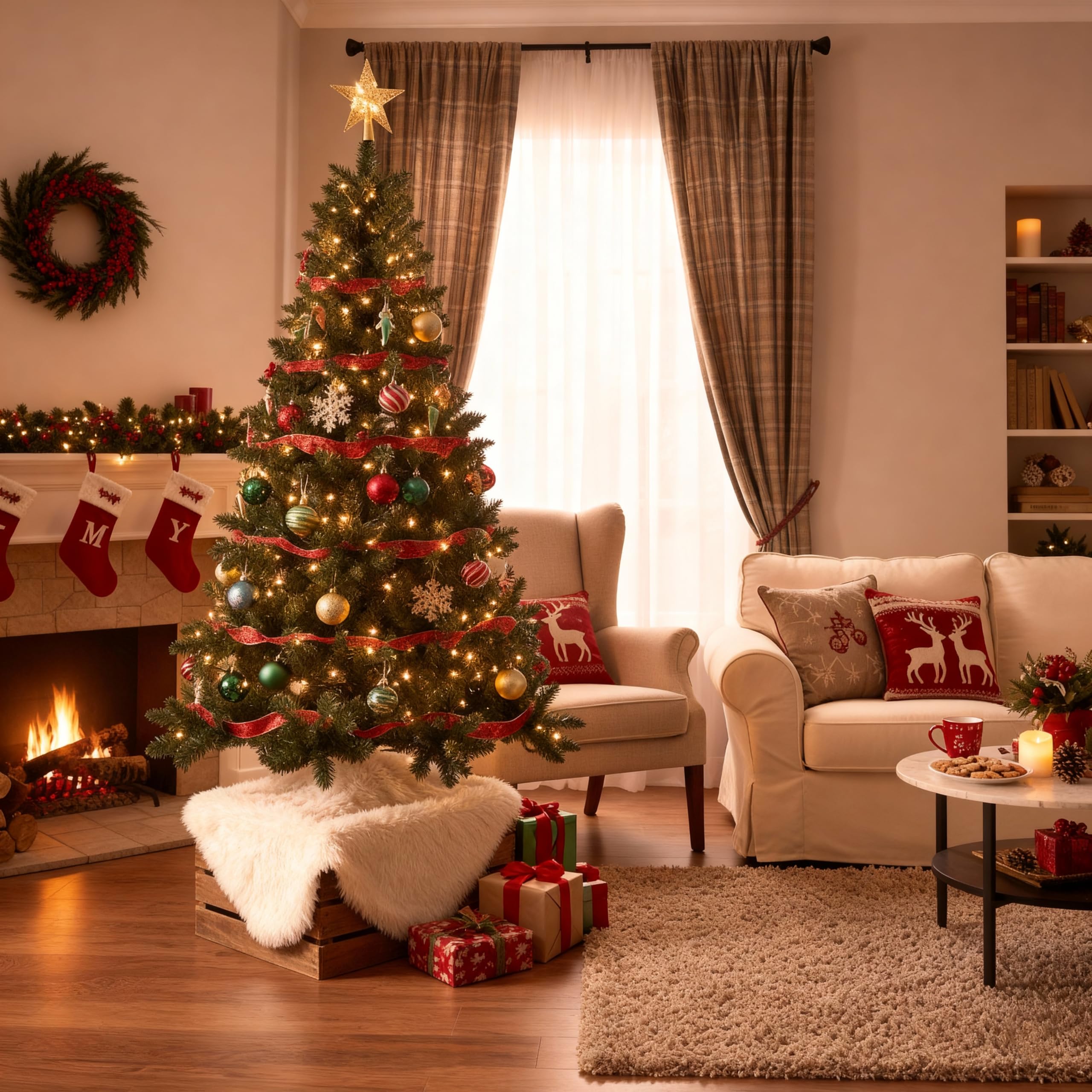 Brigros - Árbol de Navidad artificial con aguja de pino espeso, + bolsa, efecto realista, ramas de gancho, fácil montaje, PVC, base metálica, ignífugo (150 cm, verde)