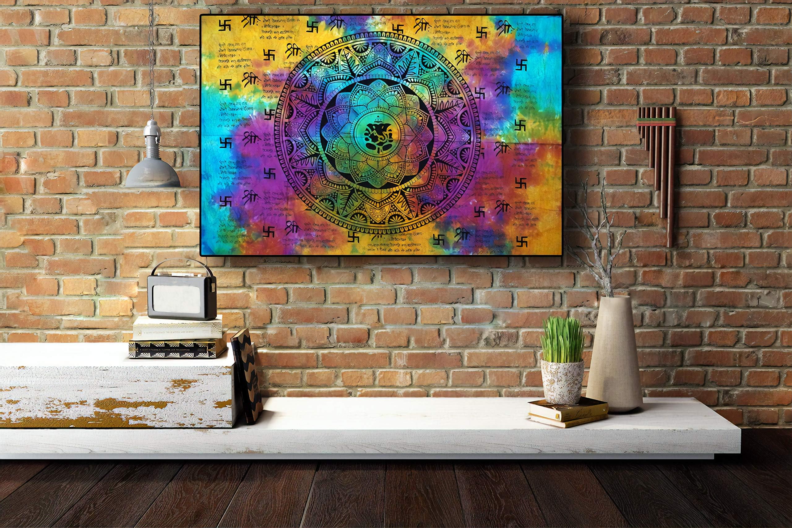 Cotton Wall Art | Boho Bedroom Décor | Mandala Wall Hanging Tapestrys for Weeding Decoration | Home Décor Indian Psychedelic Celestial Tapestry 42 x 30 Inches (Multi Ganesh)