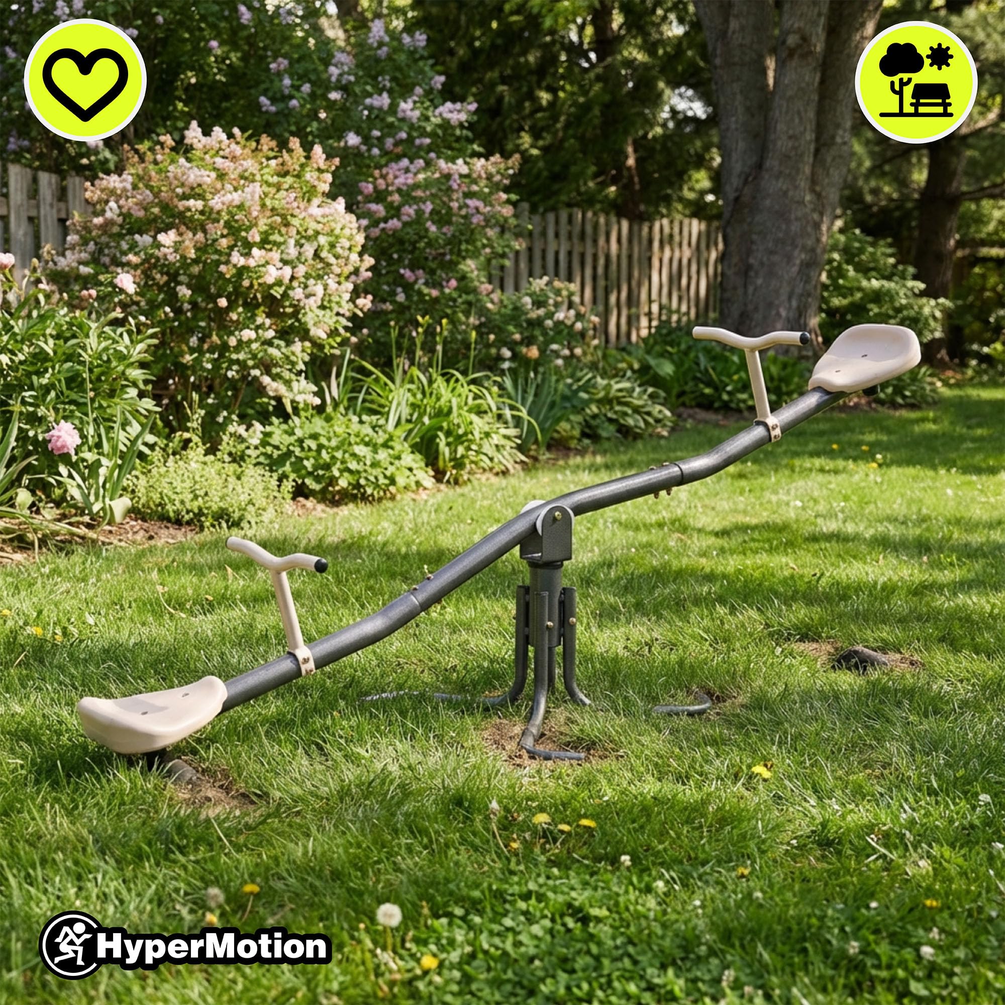 Balançoire De Jardin 2in1 HyperMotion avec Rotation 360° Structure En Acier Stable pour Enfants Beige