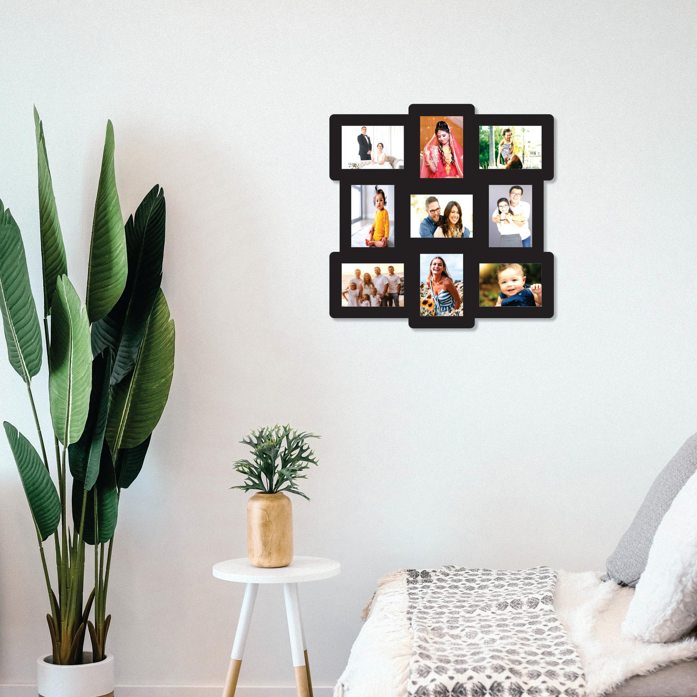 Creative Arts n Frames Big Size One Piece Joint less Wooden Multi Picture Collage Photo Frame Home Decor Items Wall Decoration for living room Gift (Photo Frame 9 Picture all 5X7 Photo Size 23.5X23.5) - Image 5 thumbnail