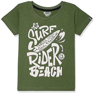 Gini & Jony Boys Solid Regular T-Shirt (121246523033T C781_Cypress 6)