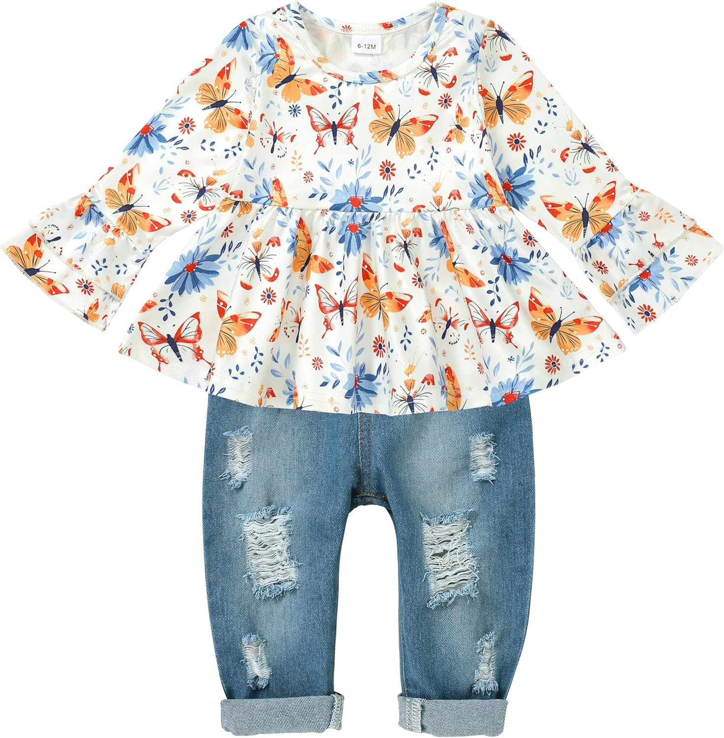 CARETOO Girls Clothes Outfits, Cute Baby Girl Floral Short Sleeve Pant Set Flower Ruffle Top CARETOO Girls Clothes Outfits, Cute Baby Girl Floral Short Sleeve Pant Set Flower Ruffle Top