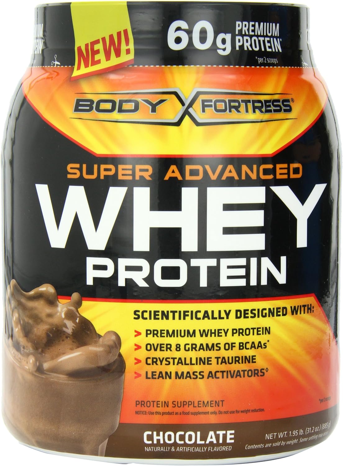 Body Fortress Whey Protein Powder, Chocolate, 31.2 Ounces (Pack of 2)
