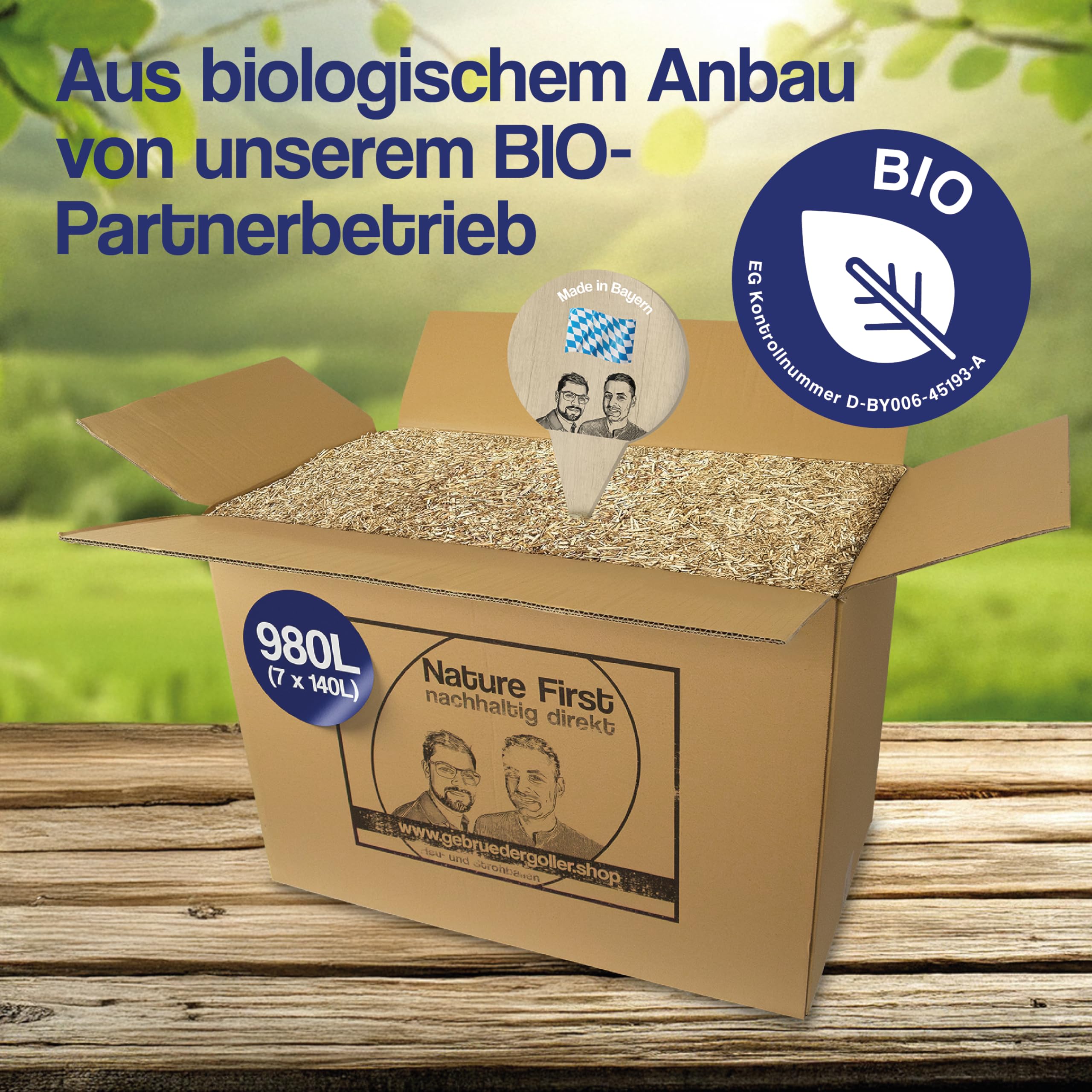 Bio Miscanthus Einstreu 980 Liter - Staubarm & Saugstark - Einstreu für Kleintiere wie Kaninchen, Meerschweinchen, Hamster - Kleintierstreu aus biologischem Anbau - 100% Natur